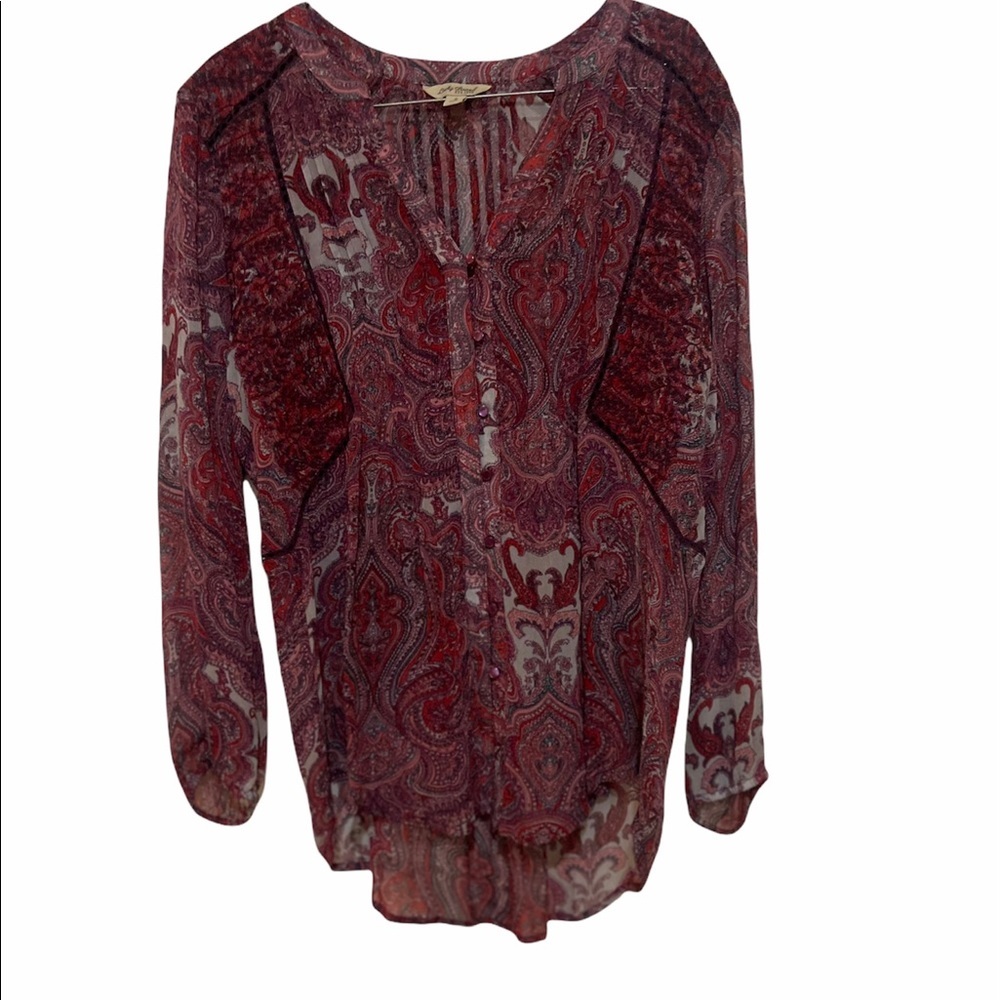 Lucky Brand long sleeve dark purple  Front Button Blouse.